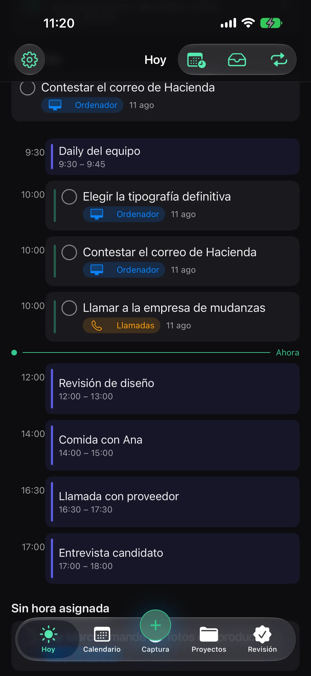 Olena en iPhone: la vista Hoy