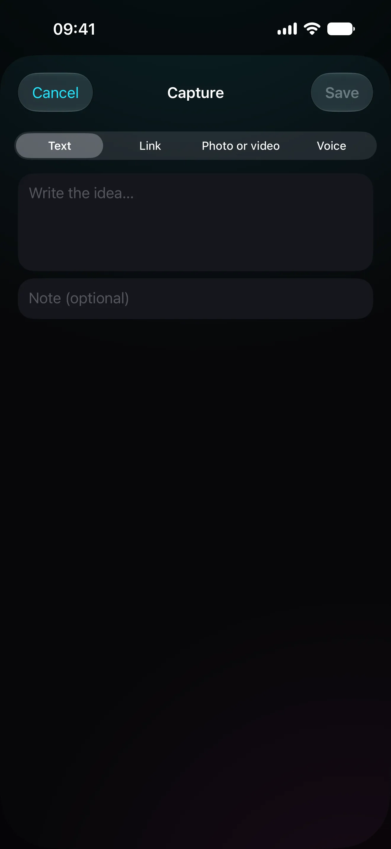 Inessa's quick save open on iPhone, with the text field ready.